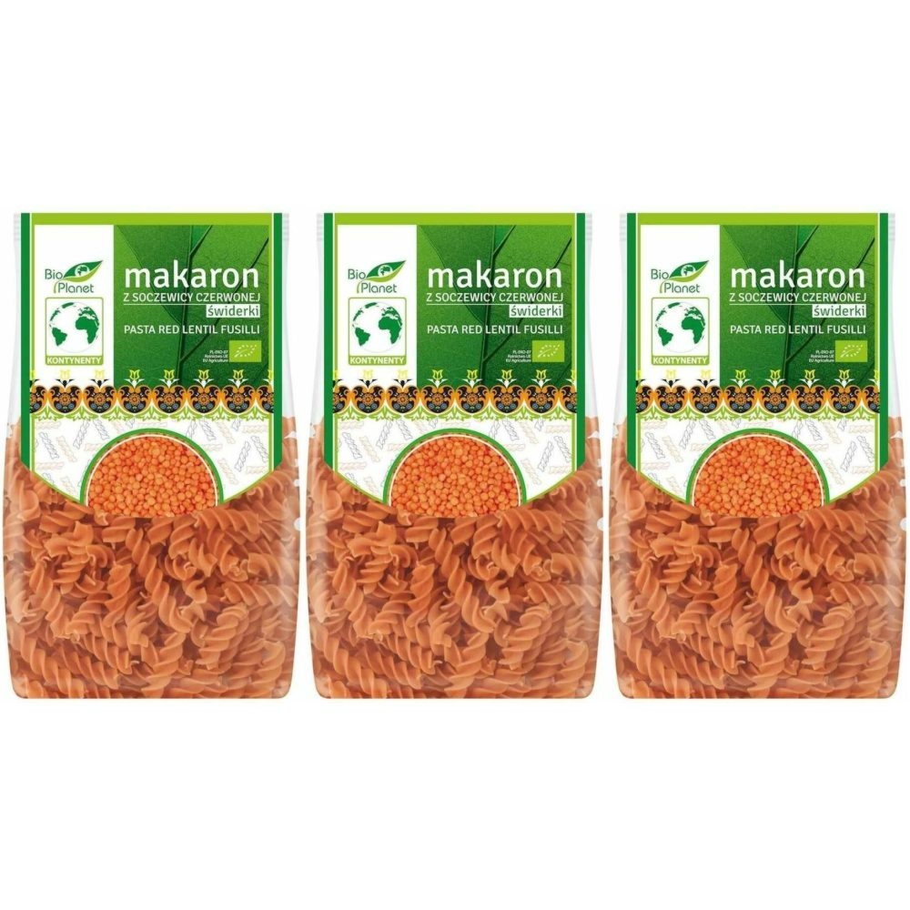 3 x Makaron z Soczewicy Czerwone Świderki Bio 250 g - Bio Planet