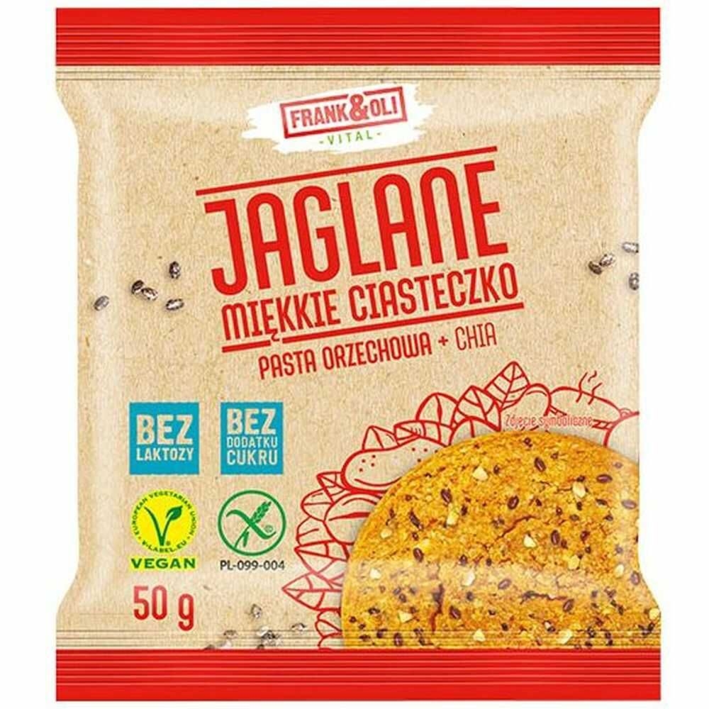 Ciasteczko Jaglane Pasta Orzechowa+ Chia Bezglutenowe Bez Dodatku Cukru 50 g - Frank and Oli