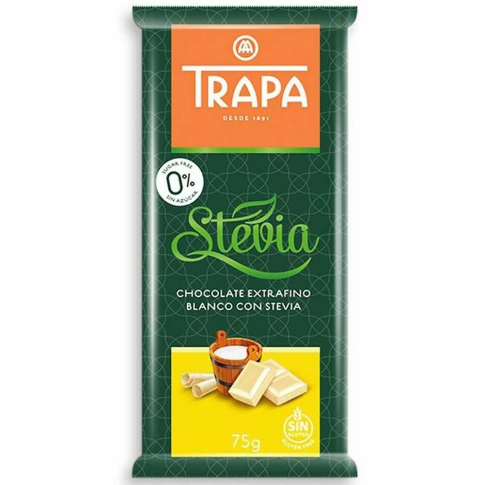 Czekolada Biała ze Stewią Bez Dodatku Cukru 75 g - Trapa