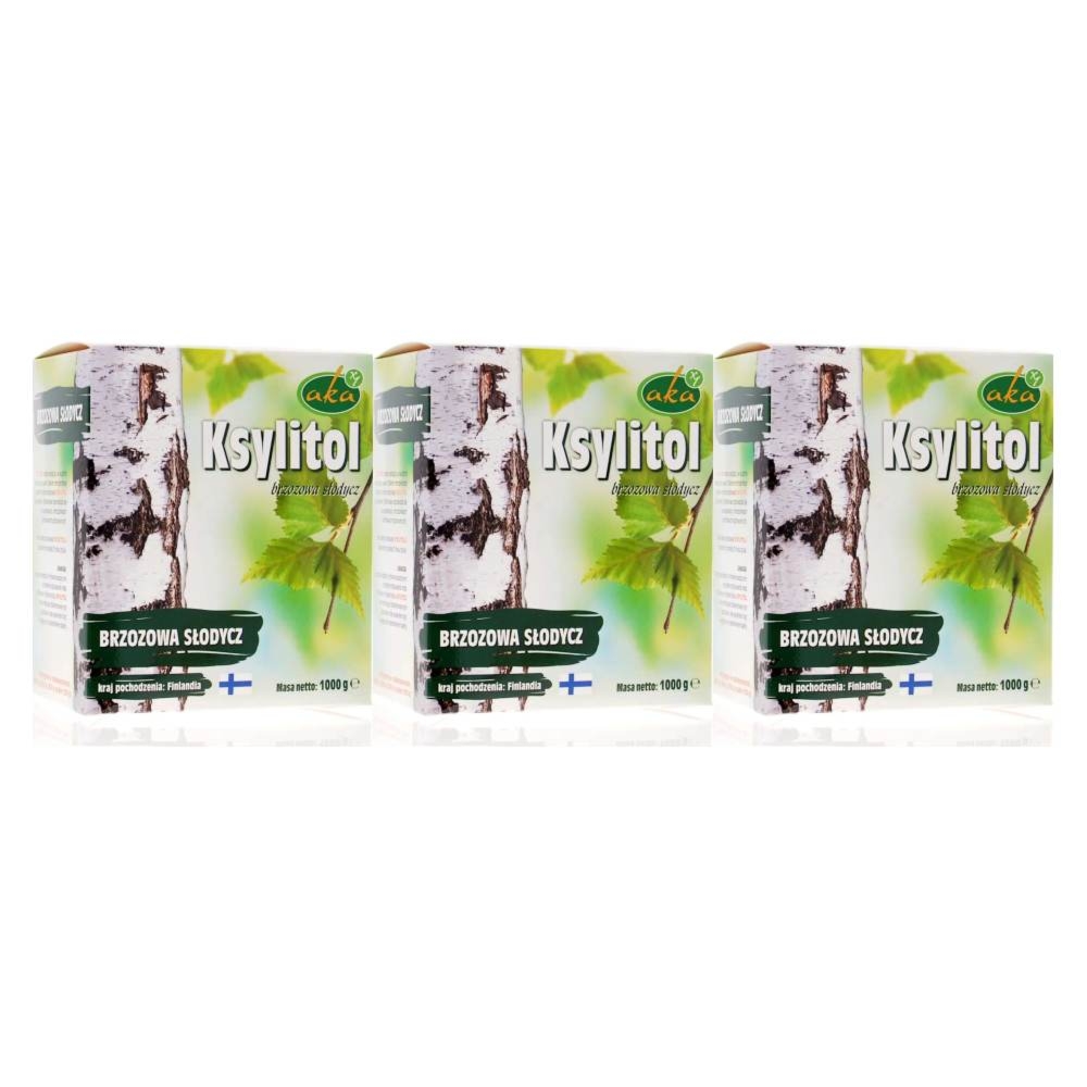 3 x Ksylitol Fiński (Cukier Brzozowy Danisco Oryginalny Xylitol z Brzozy Finlandia) 1 kg - Aka