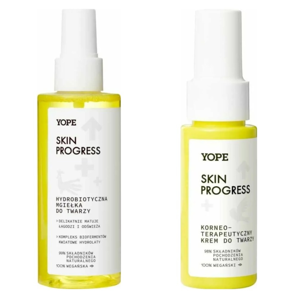 Hydrobiotyczna Mgiełka do Twarzy SKIN PROGRESS 150 ml - YOPE + Krem do Twarzy Korneoterapeutyczny SKIN PROGRESS 50 ml - YOPE