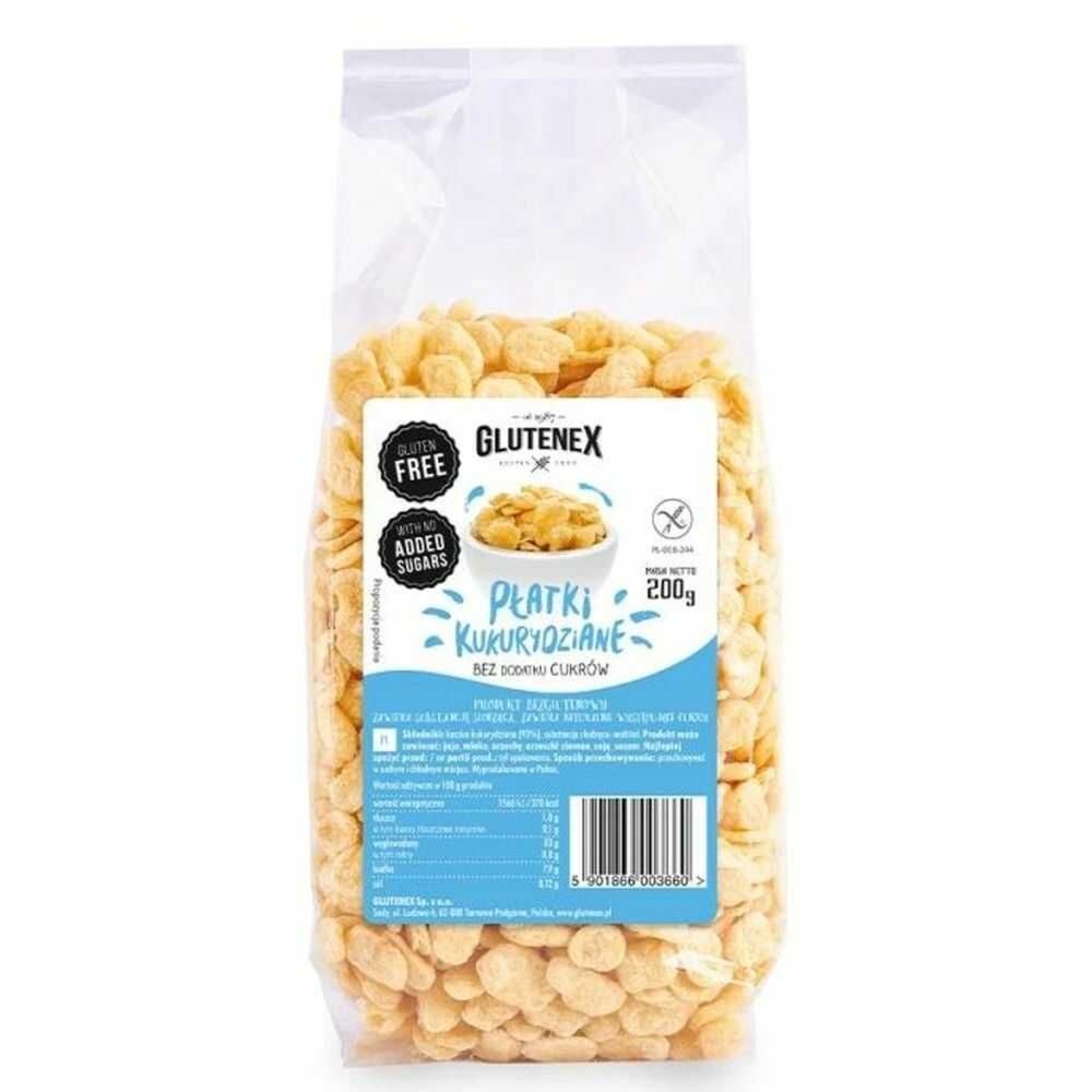 Płatki Kukurydziane Bez Dodatku Cukru Bezglutenowe 200 g - Glutenex