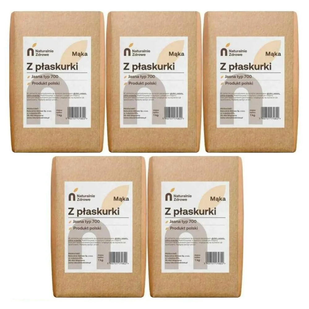 5 x Mąka Jasna z Płaskurki Typ 700 1 kg - Naturalnie Zdrowe