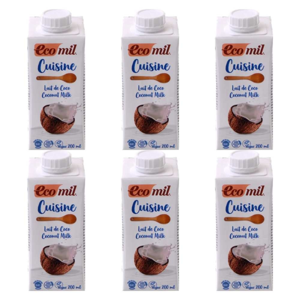 6 x Mleczko Kokosowe Bio 60% 200 ml UHT Ecomil
