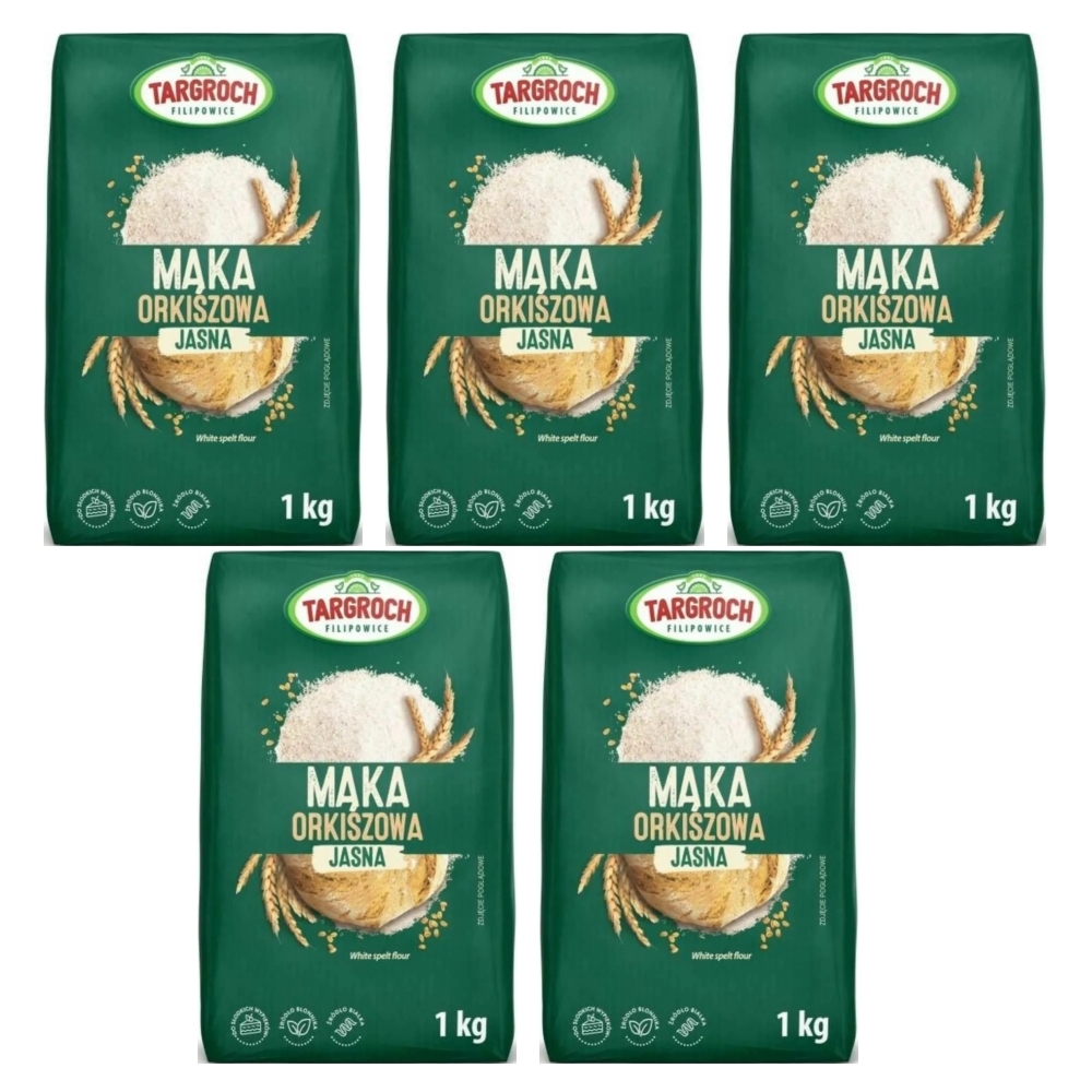 5 x Mąka Orkiszowa Jasna 1 kg - Targroch