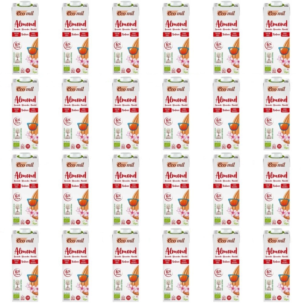 24 x Napój Migdałowy Bezglutenowy Niesłodzony Bio 1 l UHT - Ecomil