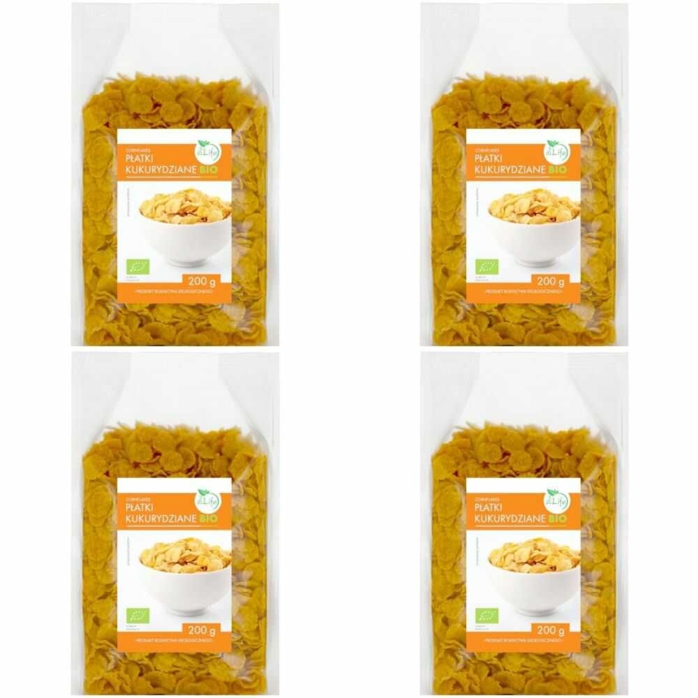 Zestaw 4 x Płatki Kukurydziane Bio Bez Dodatku Cukru 200 g - BioLife