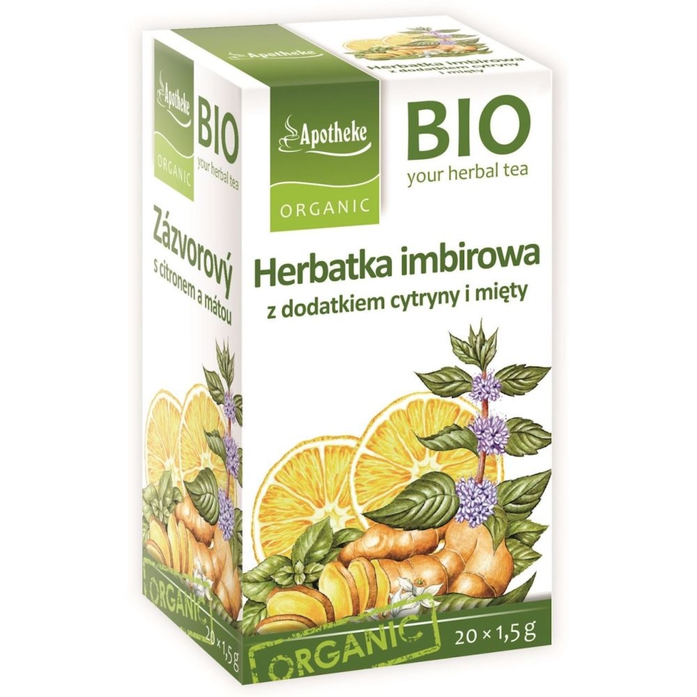 Herbatka Imbirowa z Dodatkiem Cytryny i Mięty Bio 30 g (20x 1,5 g) - Apotheke