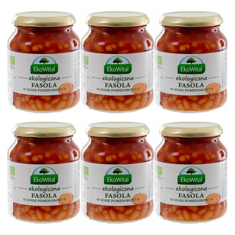 6 x Fasola Biała w Sosie Pomidorowym Bio 360 g - Eko-Wital