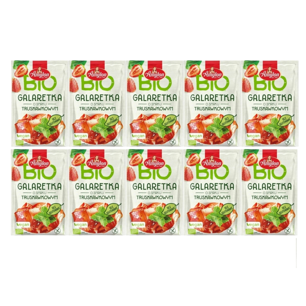10 x Galaretka o Smaku Truskawkowym z Agarem Bezglutenowa BIO 40 g - Amylon