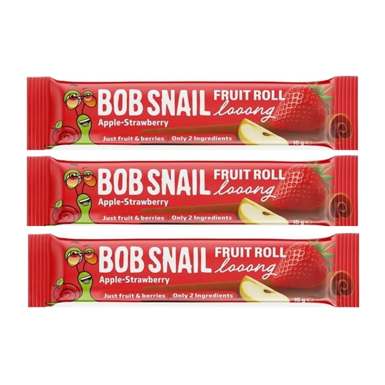 3 x Przekąska Jabłko i Truskawka ROLL LOOONG 15 g - Bob Snail