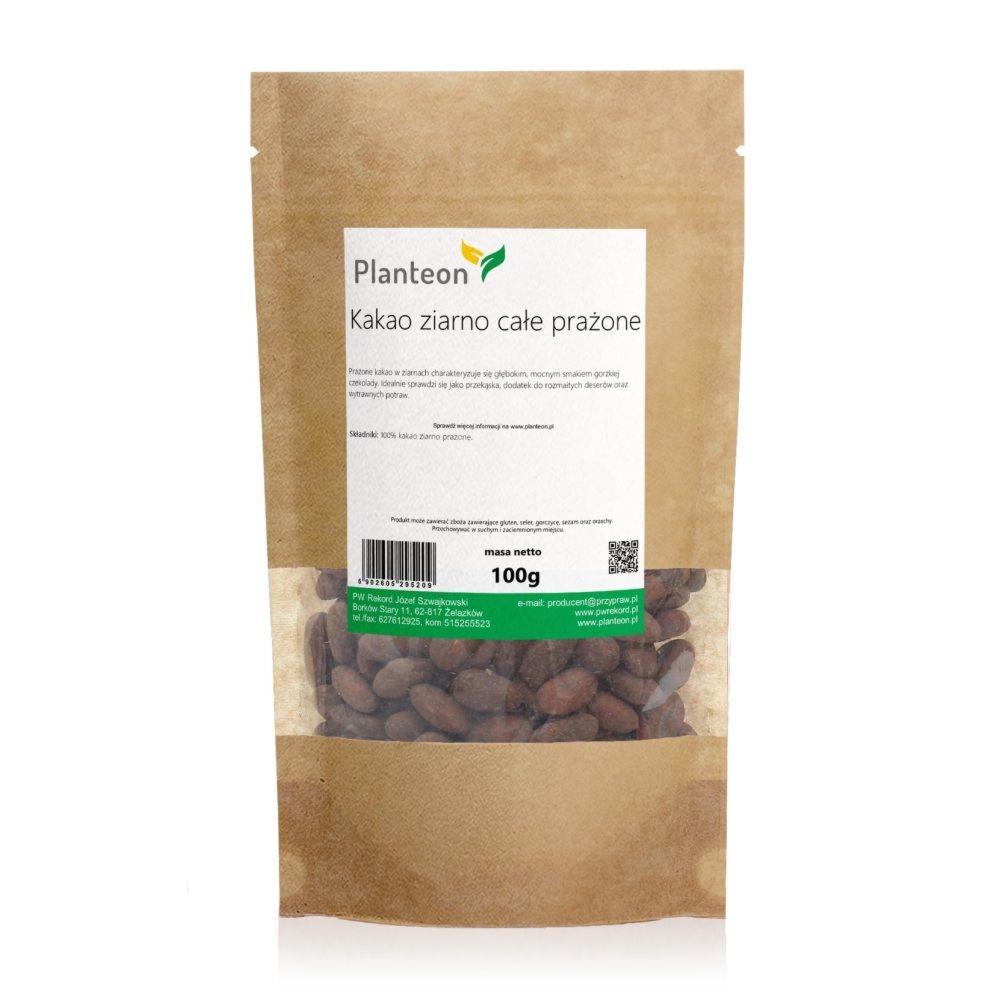 Kakao Ziarno Całe Prażone 100 g - Planteon