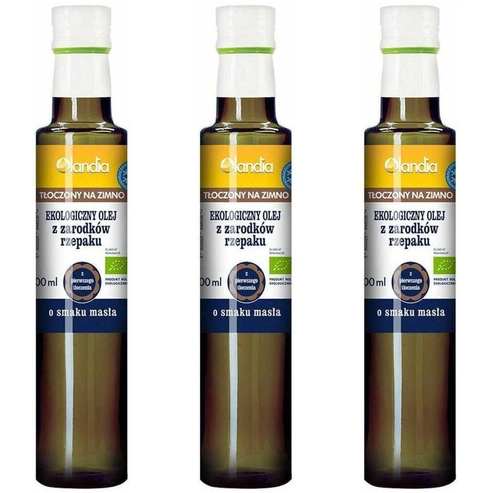 3 x Olej z Zarodków Rzepaku o Smaku Masła Tłoczony na Zimno Bio 500 ml - Olandia