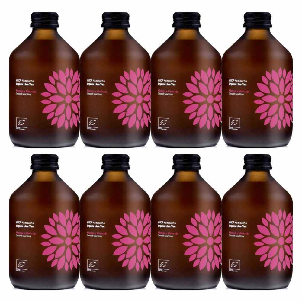 8 x Kombucha Mango+ Marakuja BIO Organiczna Herbata Fermentowana i Żywa 330 ml - Vigo