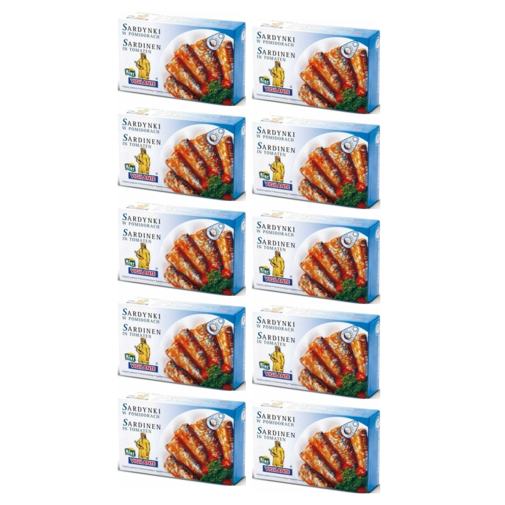 10 x Sardynki w Pomidorach 120 g (88 g) - Vigilante