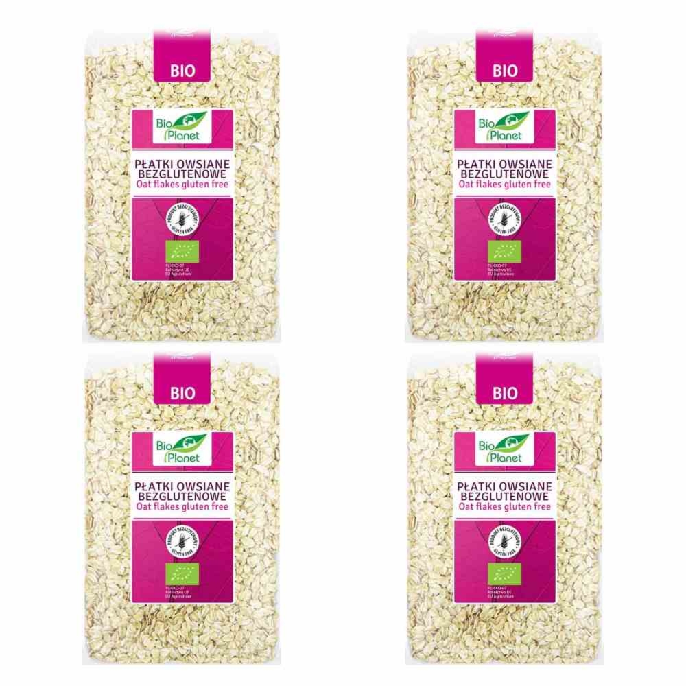 Zestaw 4 x Płatki Owsiane Bezglutenowe Bio 1 kg Bio Planet