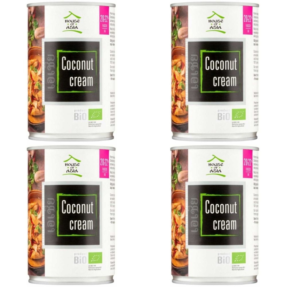 4 x Krem Kokosowy Premium BIO 20-22% UHT 400 ml - House of Asia