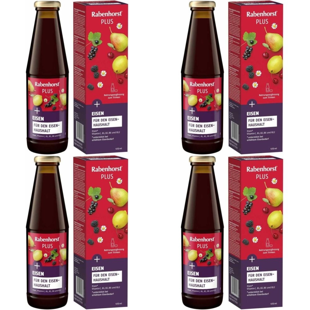 Zestaw 4 x Napój Owocowo-Ziołowy z Żelazem i Witaminami 450 ml (poprzednia nazwa Bogactwo Żelaza Plus Witaminy) - Rabenhorst