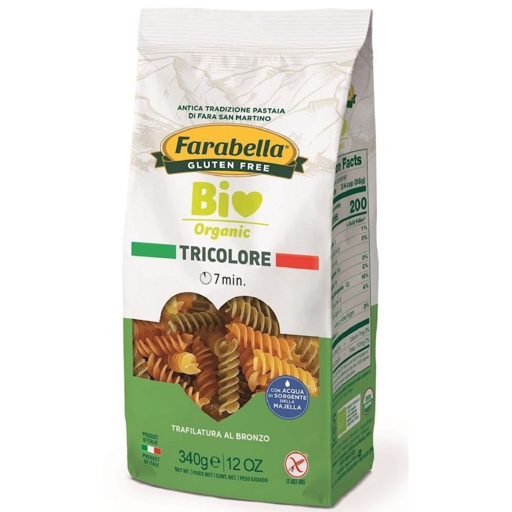 Makaron Kukurydziano - Ryżowy Trójkolorowy Świderki Bezglutenowy Bio 340 g - Farabella