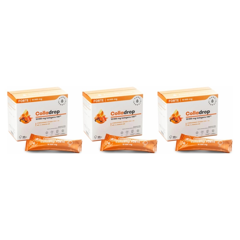 3 x Colladrop Forte Kolagen Morski 10000 mg 30 Saszetek - Aura Herbals