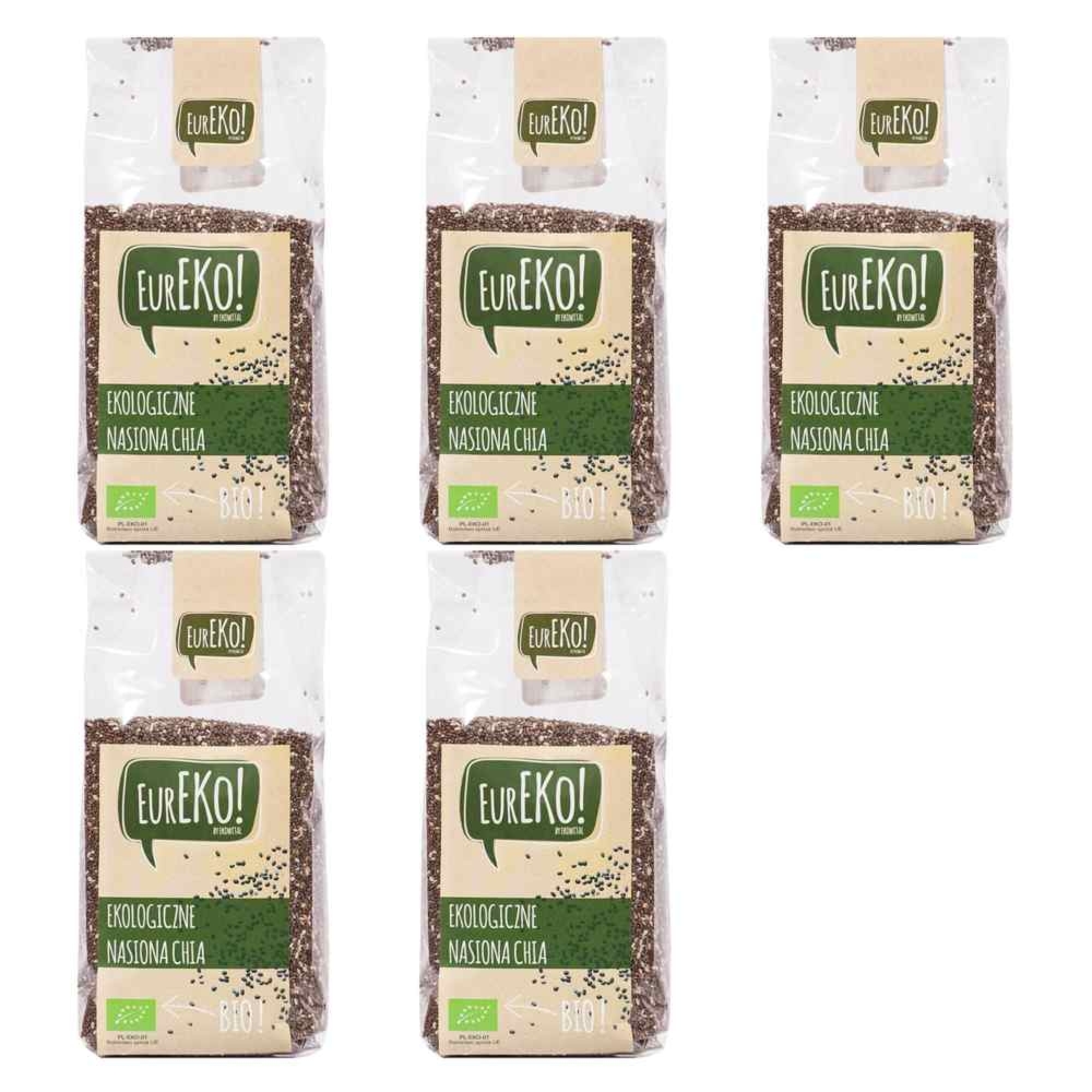 Nasiona Chia 1 kg Bio Zestaw 5 x 200 g - Eureko - Szałwia Hiszpańska Eko