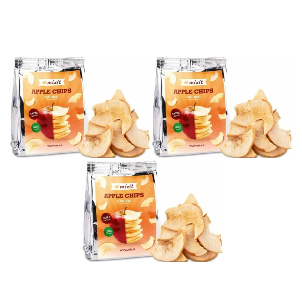 3 x Naturalne Chipsy Jabłkowe do Kieszeni 25 g - Mixit