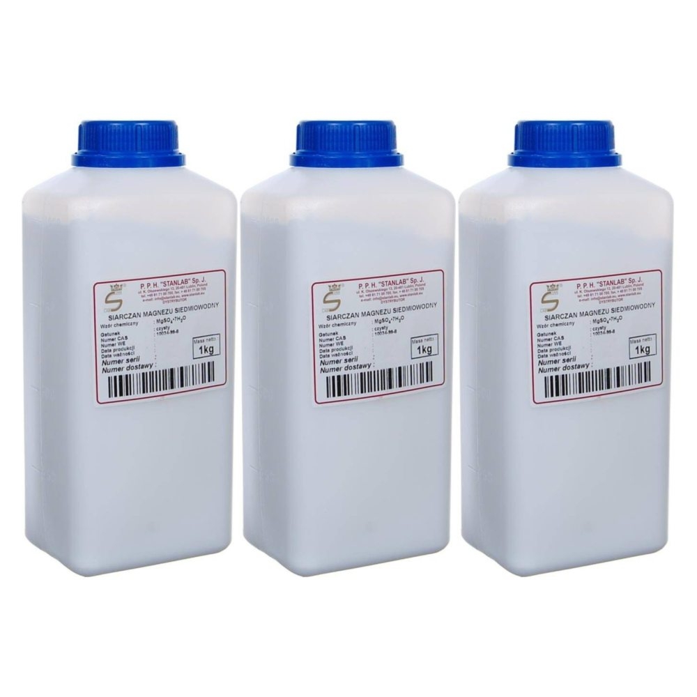 Zestaw 3 x Sól Epsom Siarczan Magnezu Siedmiowodny Czysty 1 kg Stanlab