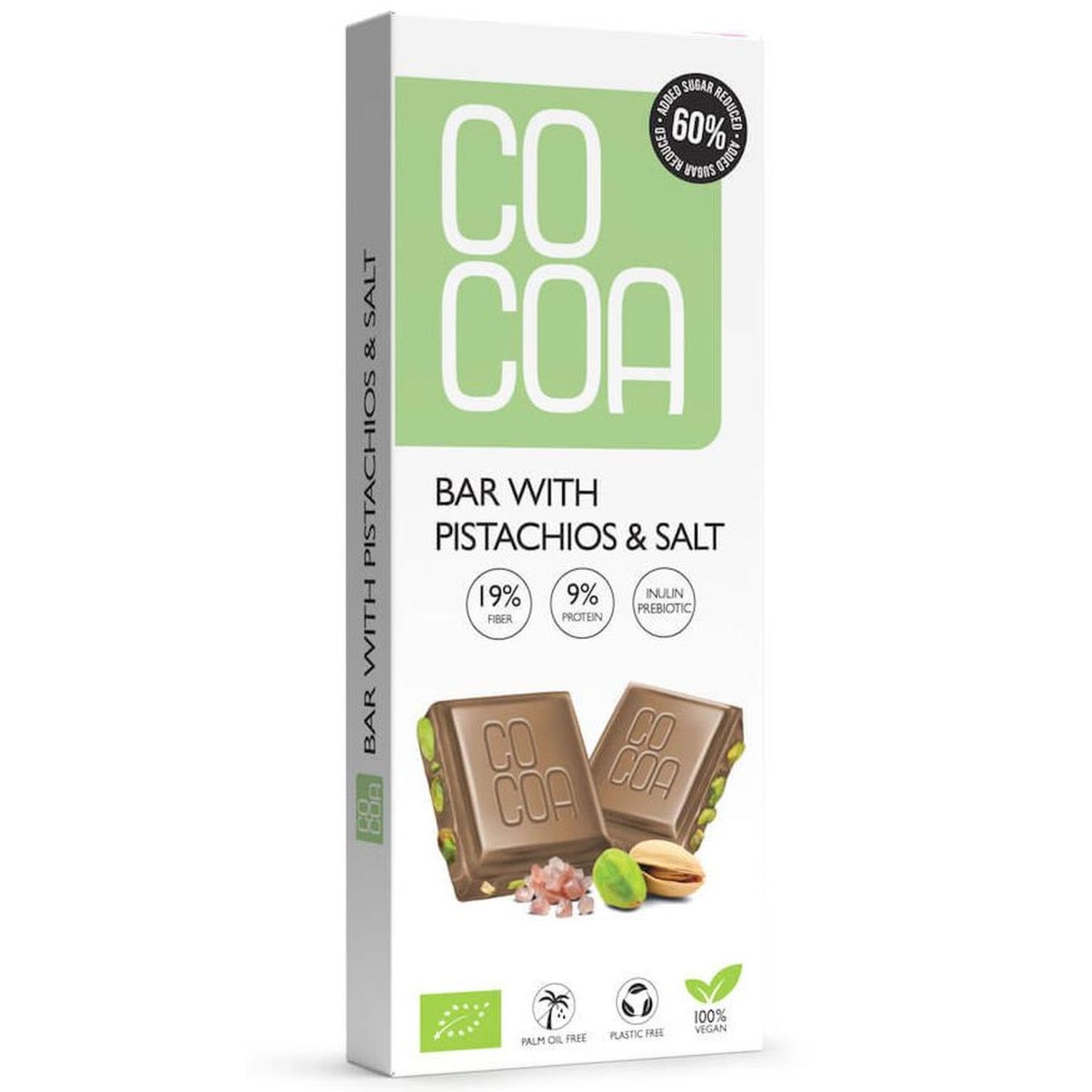 Tabliczka Biała z Pistacjami i Solą BIO 40 g - Cocoa