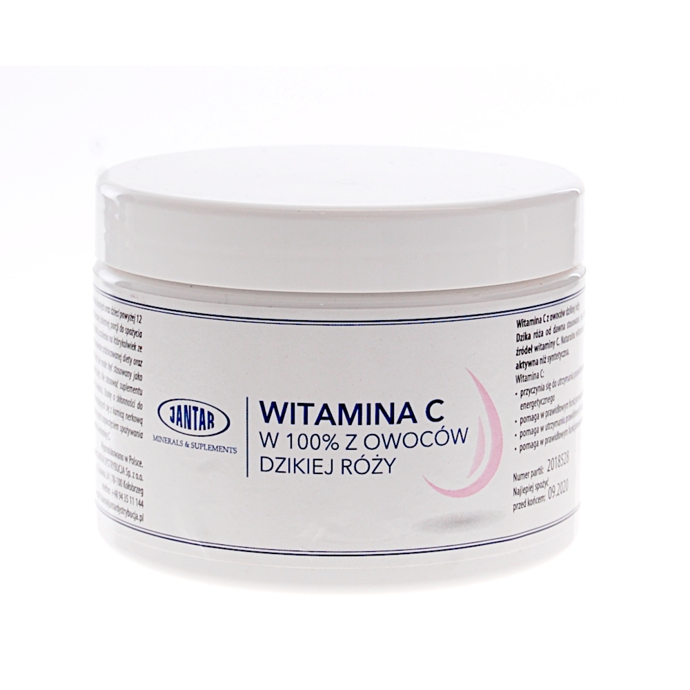 Witamina C z Dzikiej Róży w Proszku 300 g - Jantar ( Ascorbic Acid )