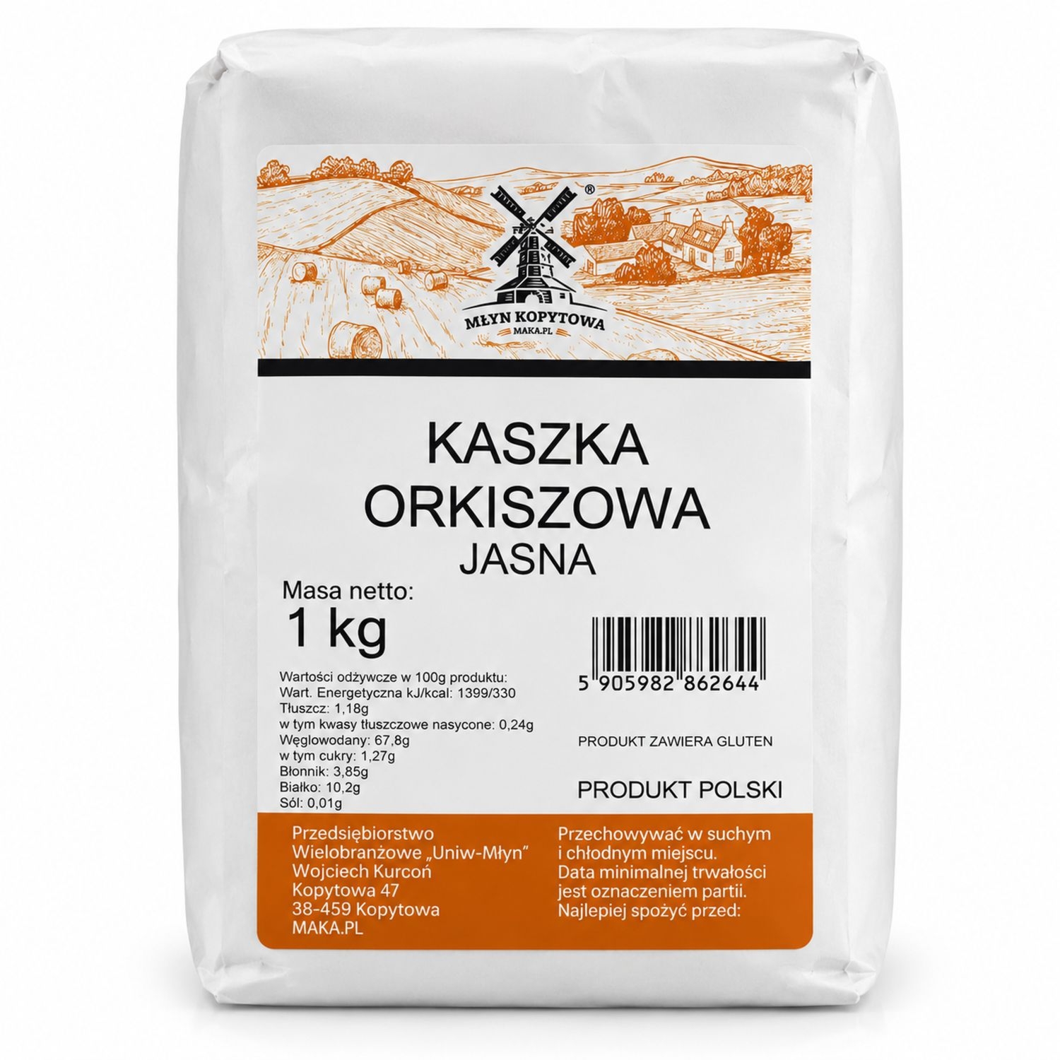 Kaszka Orkiszowa Jasna 1 kg - Młyn Kopytowa