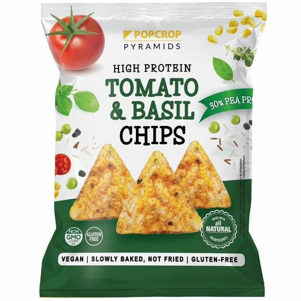 Chrupki Piramidki Proteinowe o Smaku Pomidora z Bazylią Bezglutenowe 60 g - Popcrop