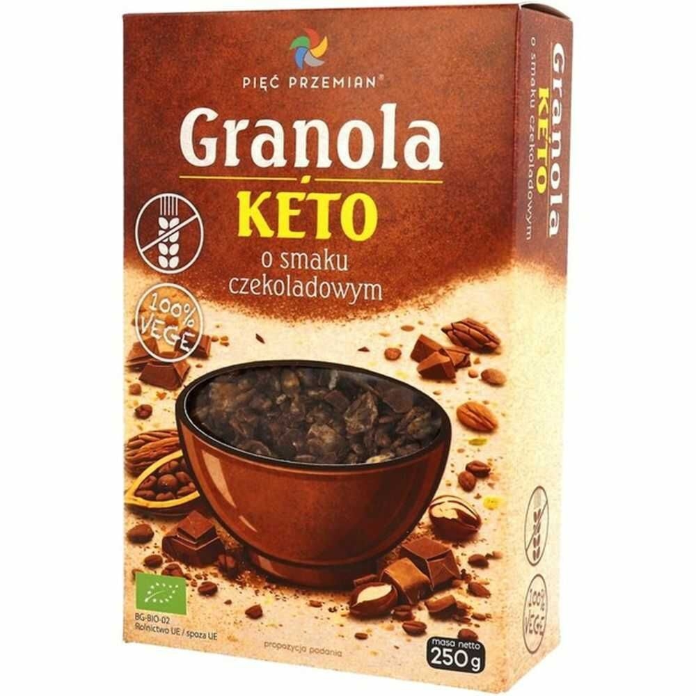 Granola KETO o Smaku Czekoladowym Bezglutenowa Bio 250 g - Pięć Przemian