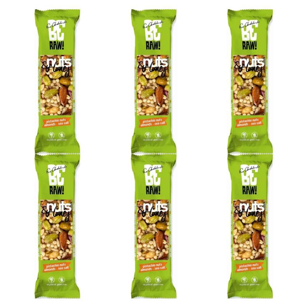 6 x BeRaw Baton Nuts and Honey Pistachio 30 g - Purella