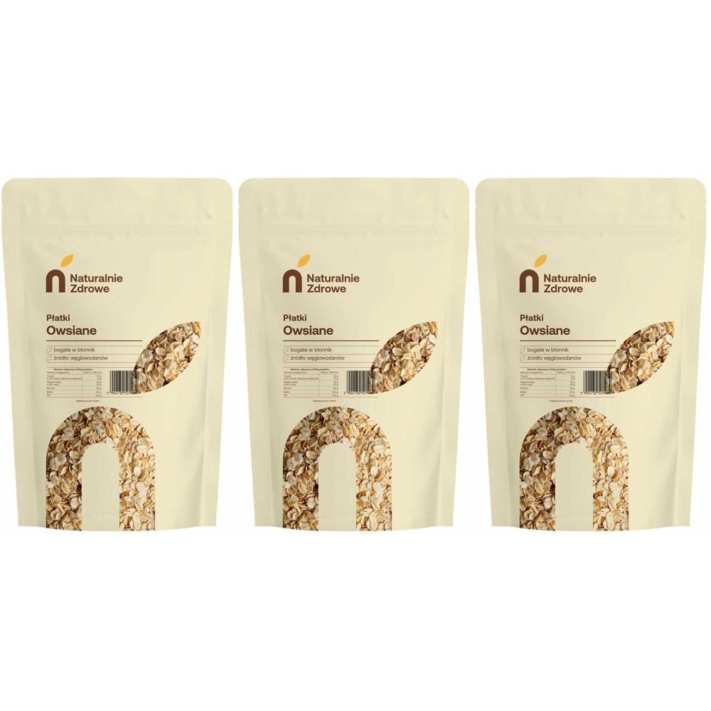 3 x Płatki Owsiane 1 kg - Naturalnie Zdrowe