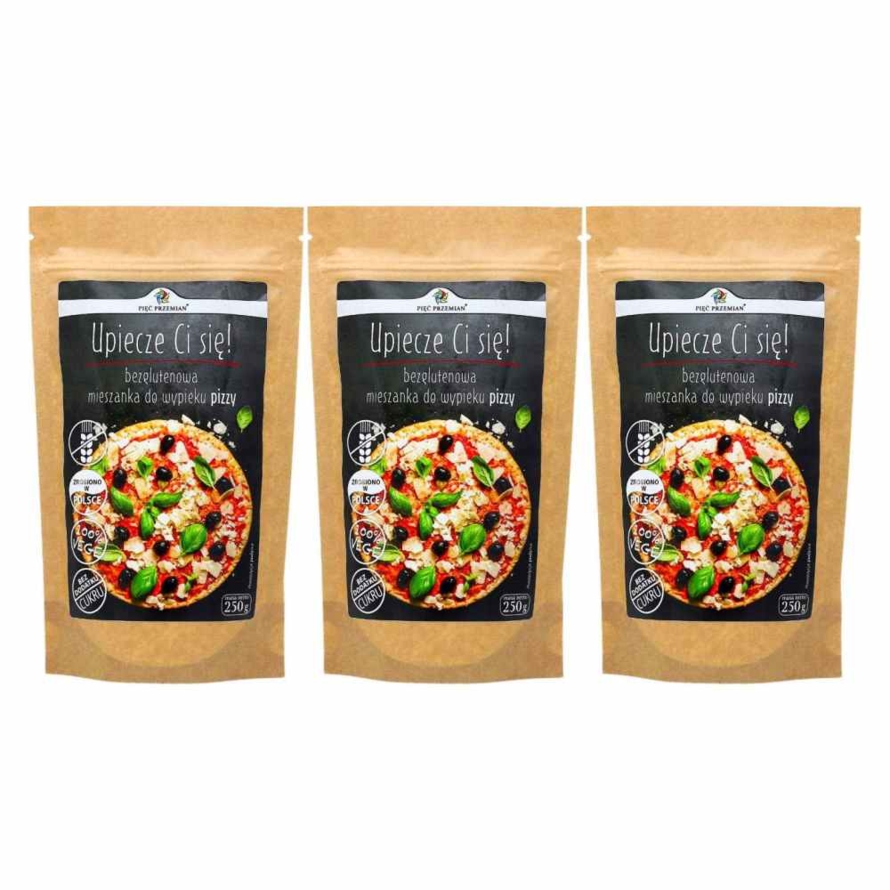 Zestaw 3 x Mieszanka do Wypieku Pizzy Bezglutenowa 250 g - Pięć Przemian