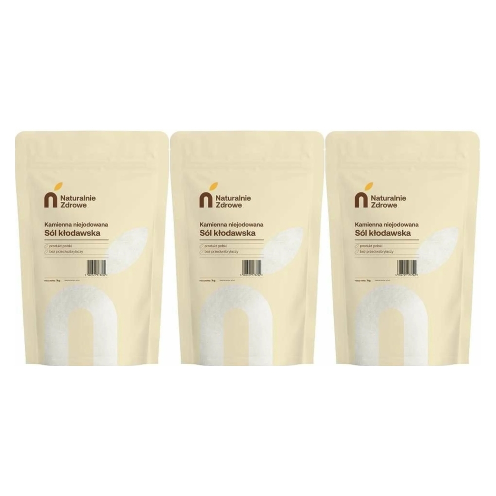 3 x Sól Kłodawska Kamienna Niejodowana 1kg Naturalnie Zdrowe