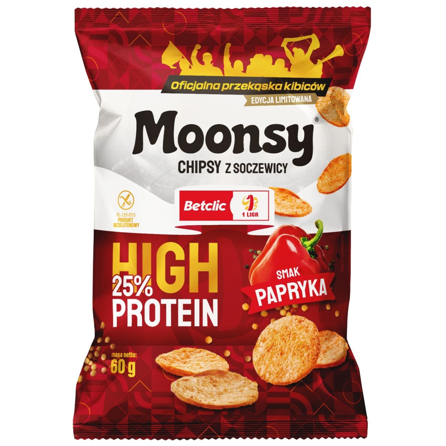 Chipsy z Soczewicy Papryka Bezglutenowe 60 g - Moonsy