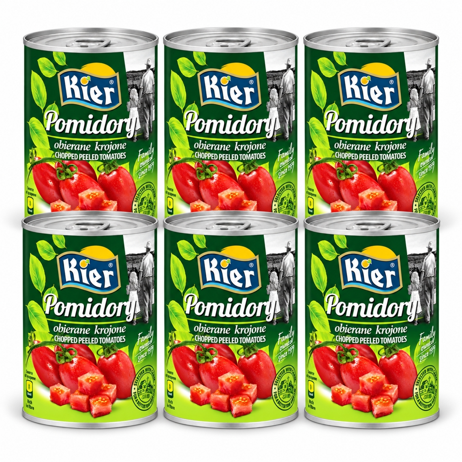 6 x Pomidory Obierane Krojone 400 g - Kier