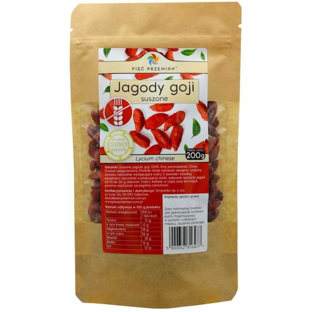 Jagody Goji Suszone 200 g - Pięć Przemian