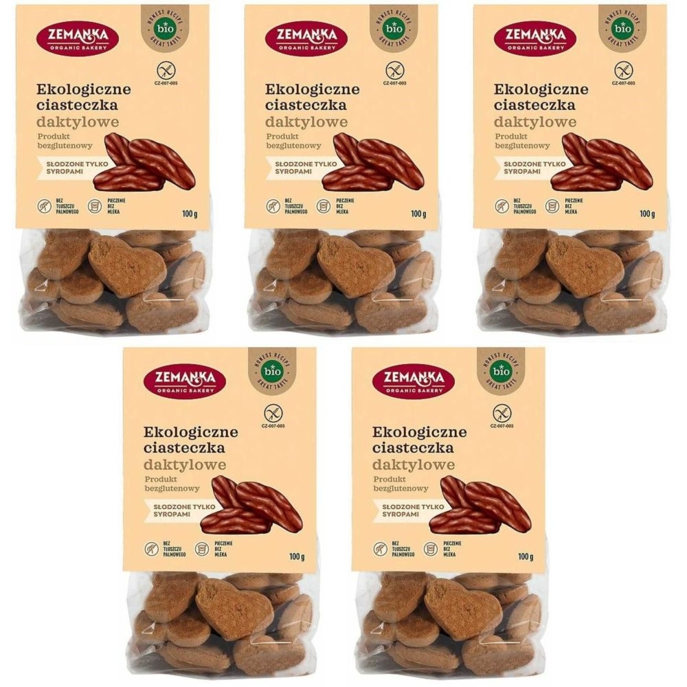 5 x Ciasteczka Daktylowe Bezglutenowe Bio 100 g - Zemanka
