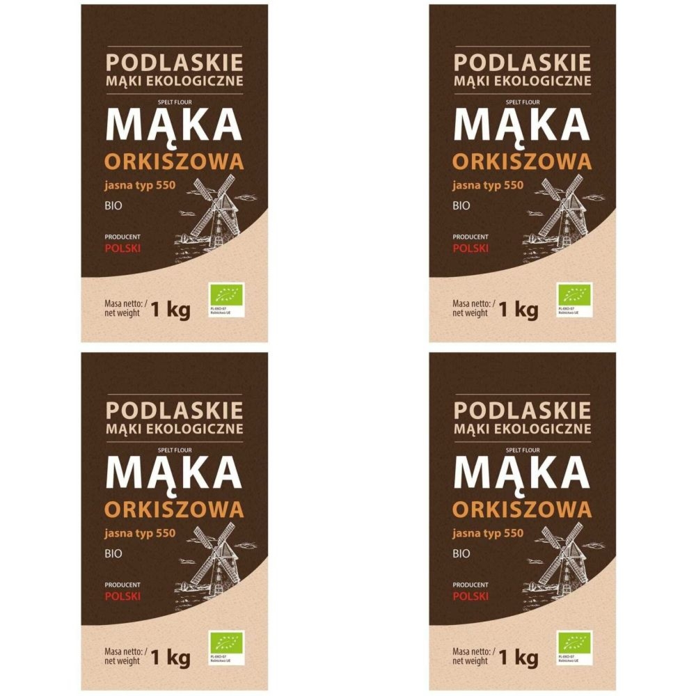 4 x Polska Mąka Orkiszowa Jasna Typ 550 Bio 1 kg - BioLife