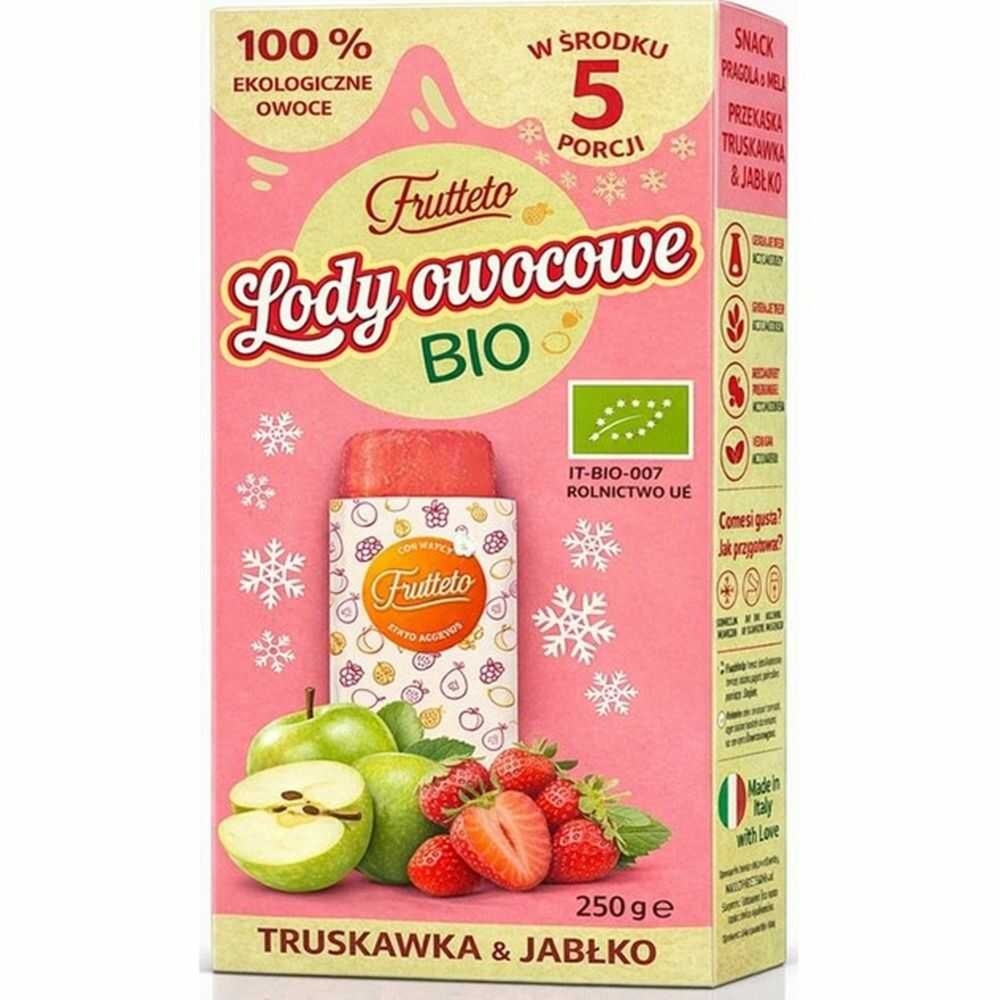 Lody do Zamrożenia Truskawka i Jabłko BIO 250 g (5x 50 g) - Frutteto