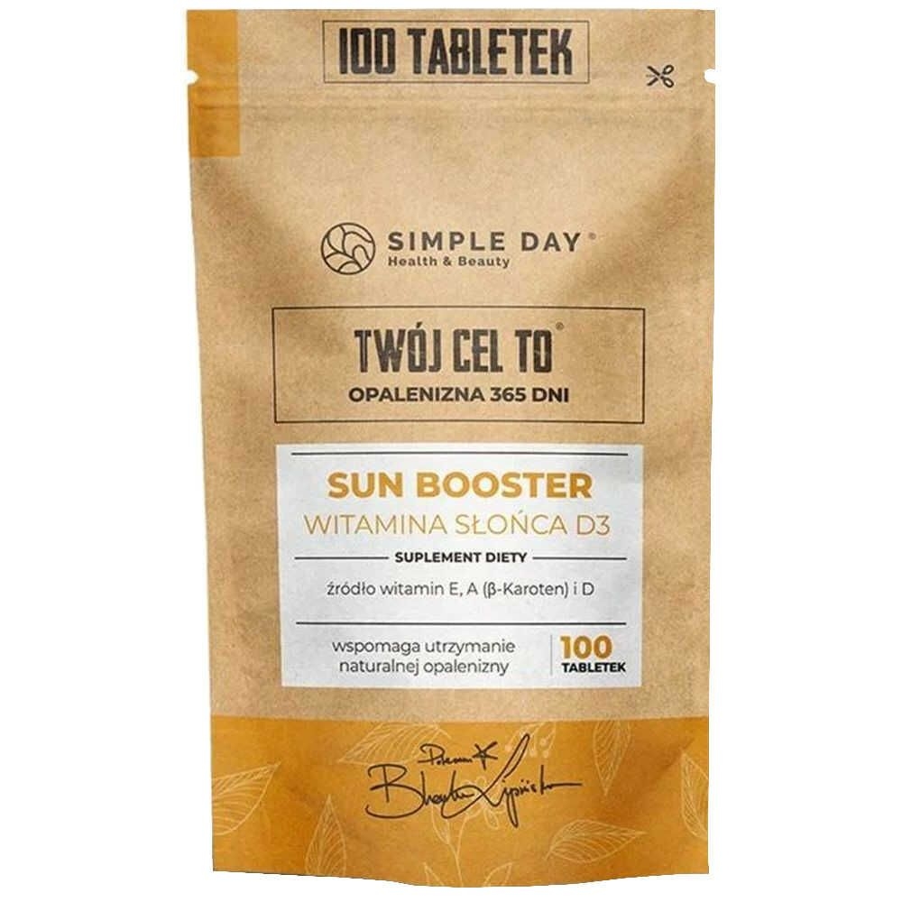 Zdjęcia - Witaminy i składniki mineralne Sun Booster - Twój Cel To: Opalenizna 365 Dni 100 Tabletek - Simple Day 