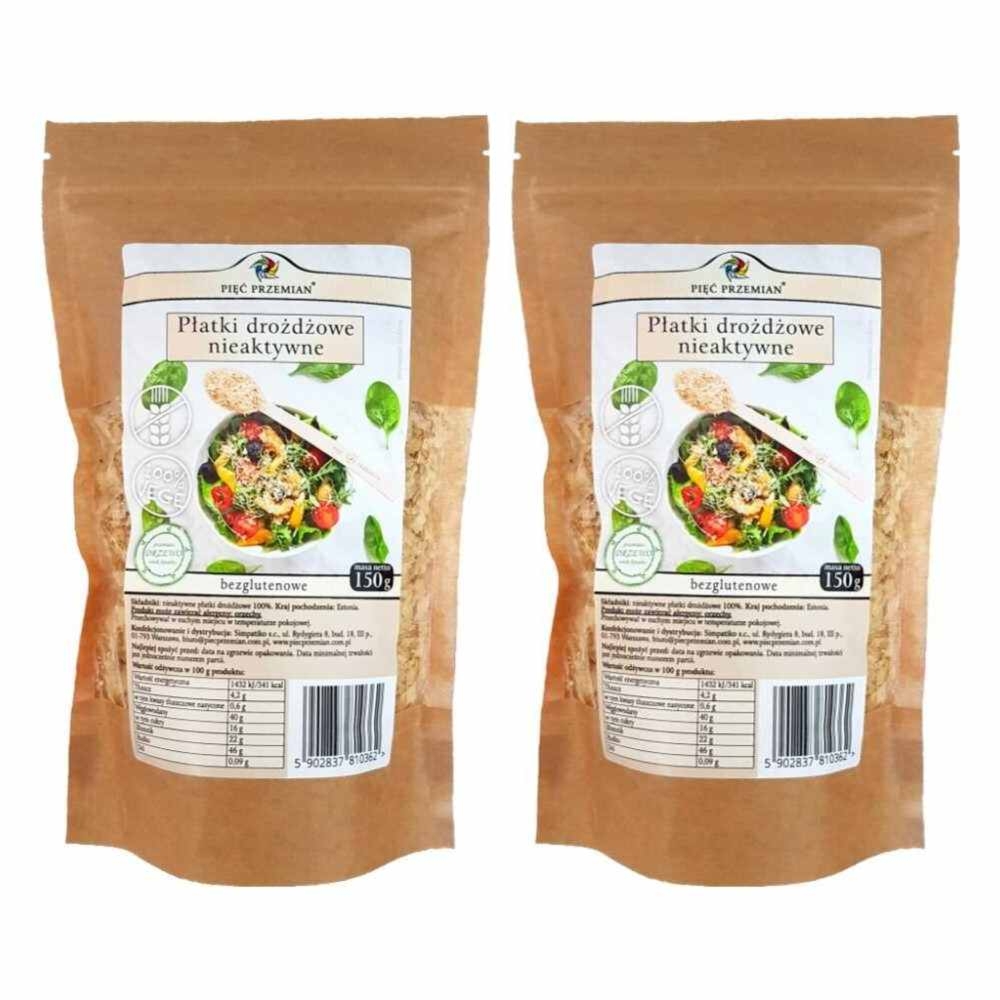 2 x Płatki Drożdżowe Nieaktywne Bezglutenowe 150 g Pięć Przemian
