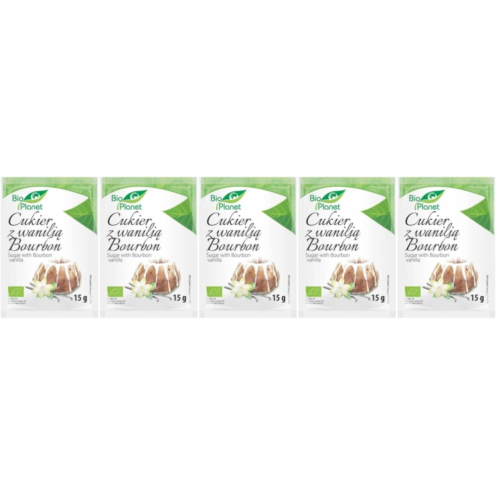 Zestaw 5 x Cukier Waniliowy z Wanilią Bourbon Bio 15 g - Bio Planet