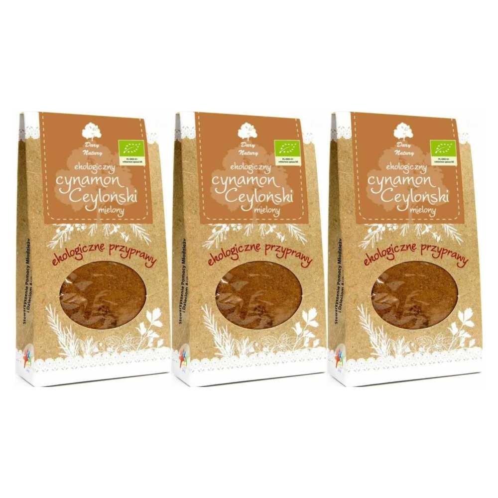 3 x Cynamon Cejloński Mielony Eko 50 g - Dary Natury