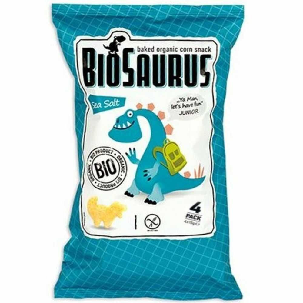 Chrupki Kukurydziane Dinozaury z Solą Morską Bezglutenowe Bio 60 g (4x 15 g) - McLLOYD'S