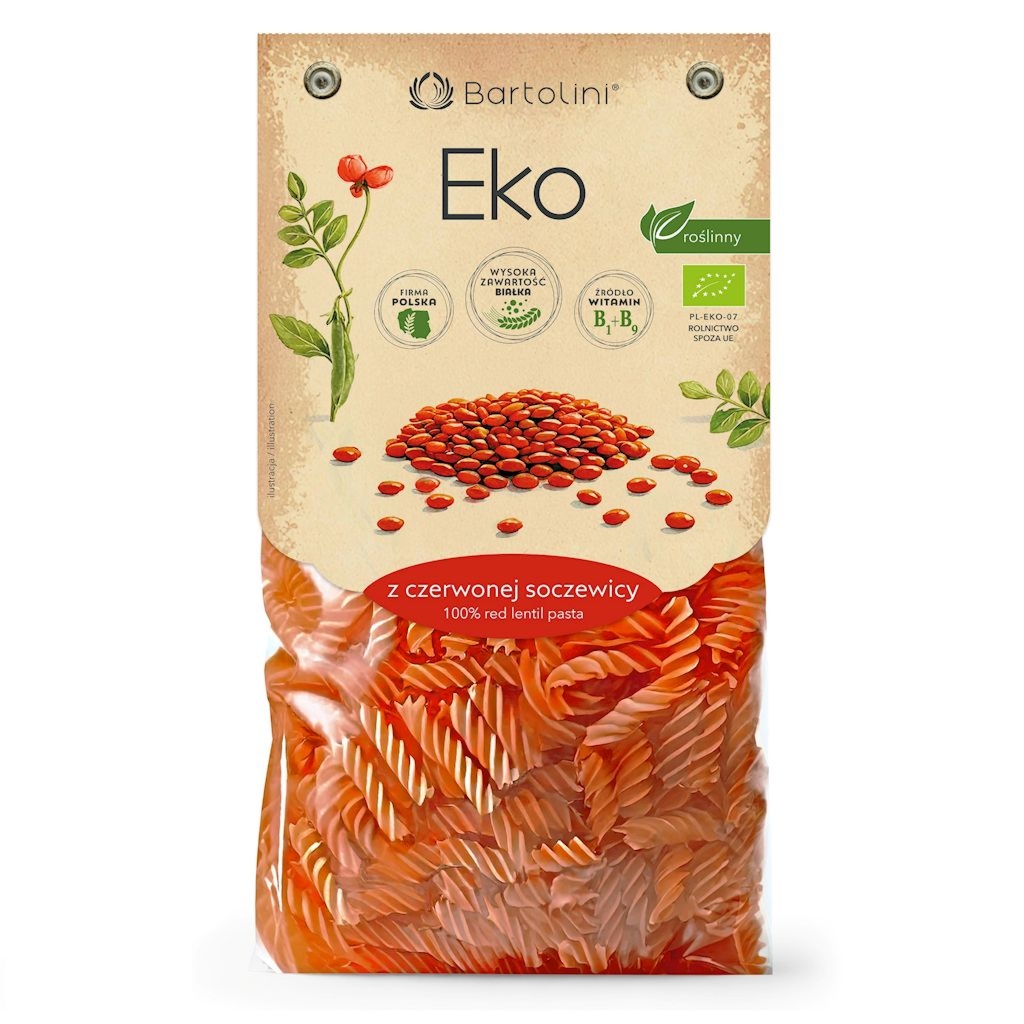 Makaron z Soczewicy Czerwonej Świderki Bio 250 g - Bartolini