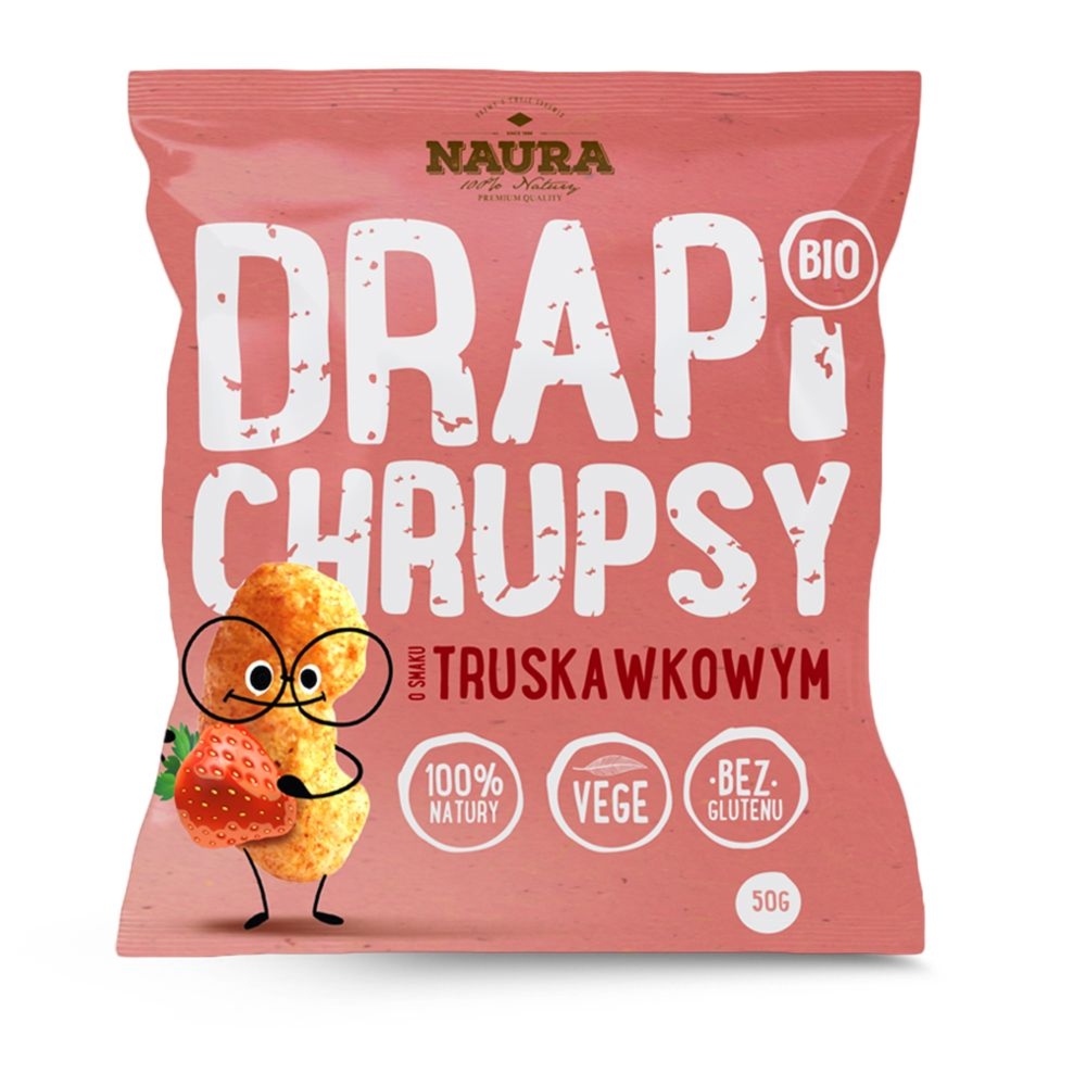 Chrupki Kukurydziane o Smaku Truskawkowym Bio 50 g - Drapi Chrupsy