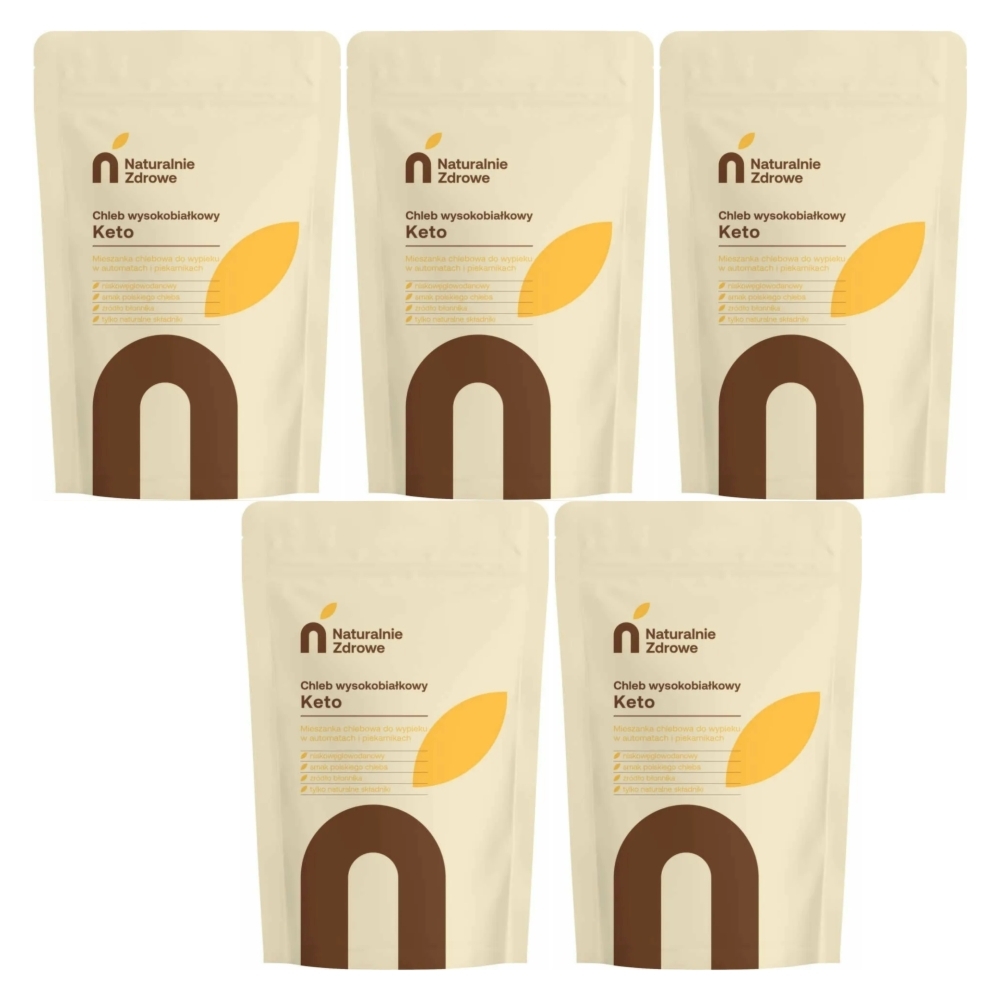 5 x Mieszanka Chlebowa - Chleb Keto Wysokobiałkowy 600 g - Naturalnie Zdrowe